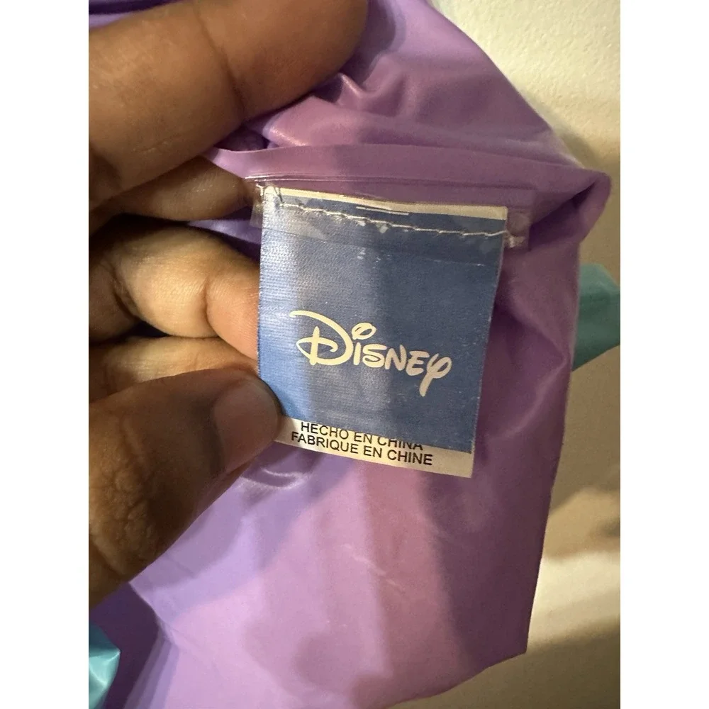 Disney Frozen Elsa Girls Purple Vinyl Raincoat Hooded Rain Slicker Jacket Size M